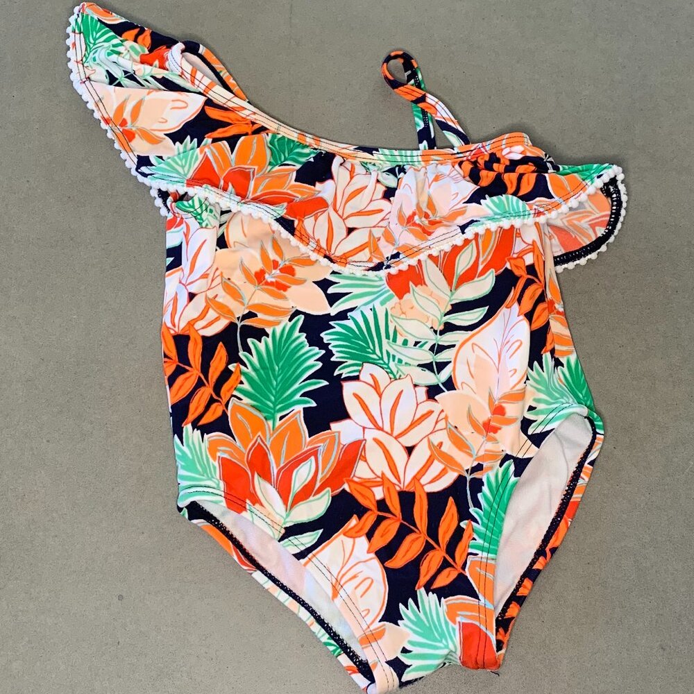 Janie and Jack Tropical Floral One-Piece Swimsuit 18–24 Months – Ruffle Shoulder